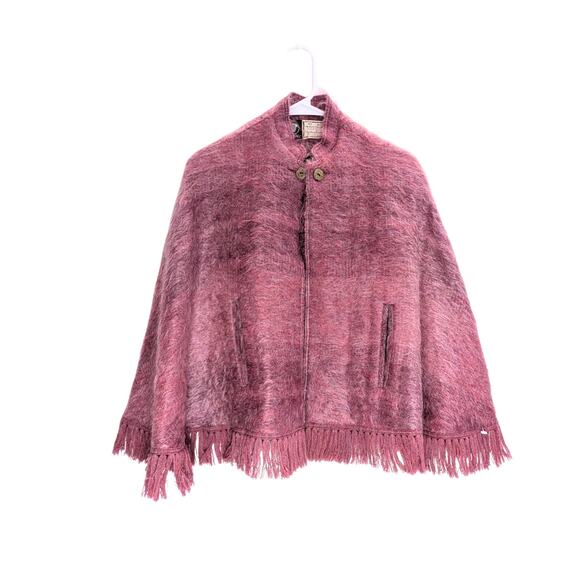 Cool Pink Mohair Wool Cape Poncho - Size Small - Picture 2 of 6